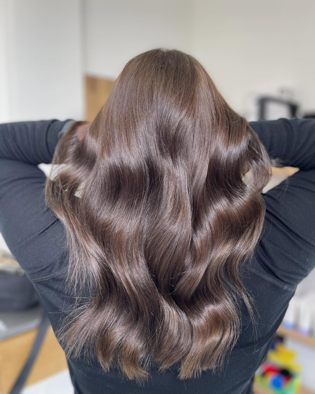 Glossy toned brunette hair by Kendra & Krew Hair, Longford Tasmania